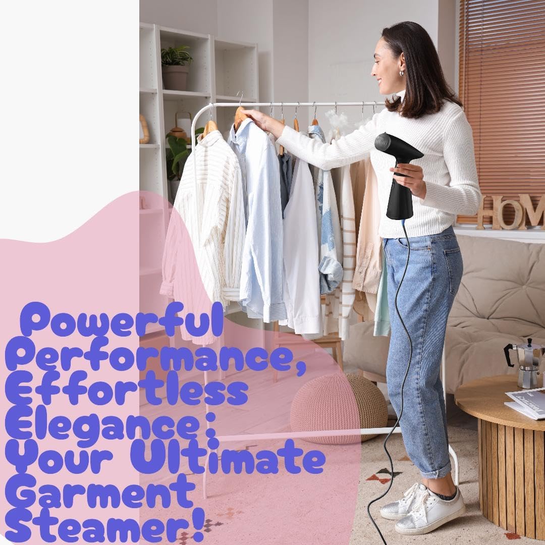 Skiennix Travel Garment Steamer - Fast Heating Handheld Clothes Steamer | 1000W, 120ml Tank, Wrinkle Remover