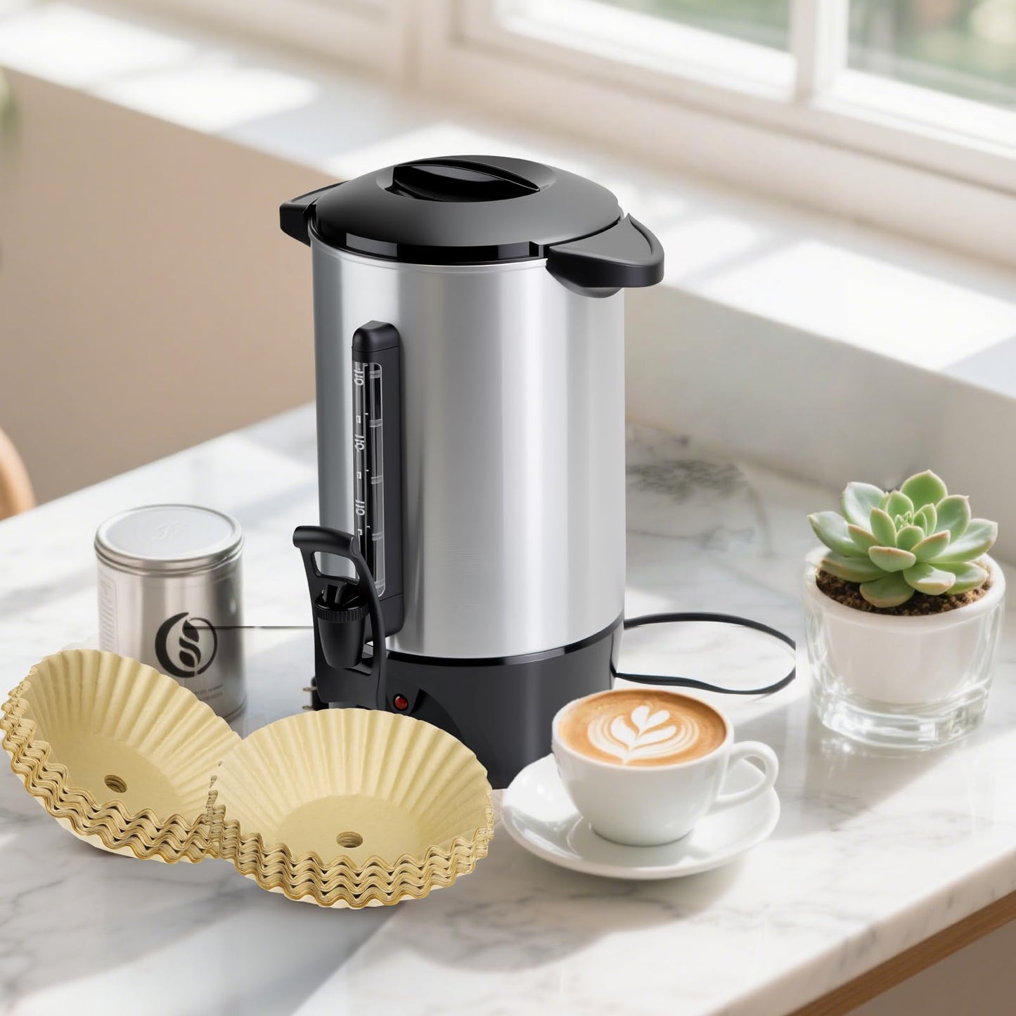 Paper Coffee Filters for Hamilton Beach 45 Cup Coffee Urn and Hot Beverage Dispenser, Unbleached Large Coffee Filters for Most 30-50 Cup Large Coffee Maker, 150 Pcs