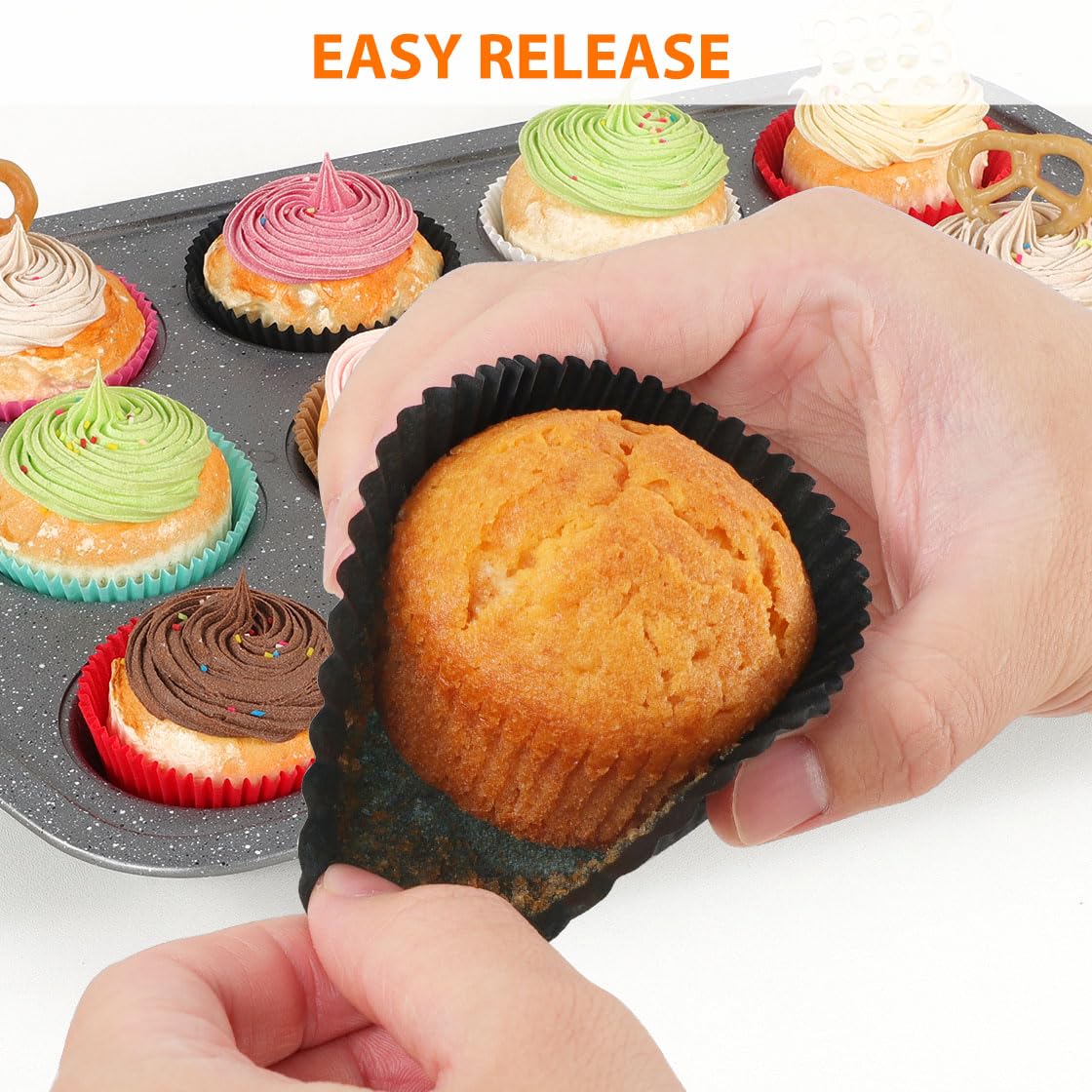Standard Black Cupcake Liners for Baking 200 Counts - Caperci Greaseproof Muffin Baking Cups for Wedding Birthday Party Baby Shower Festivals (Black)