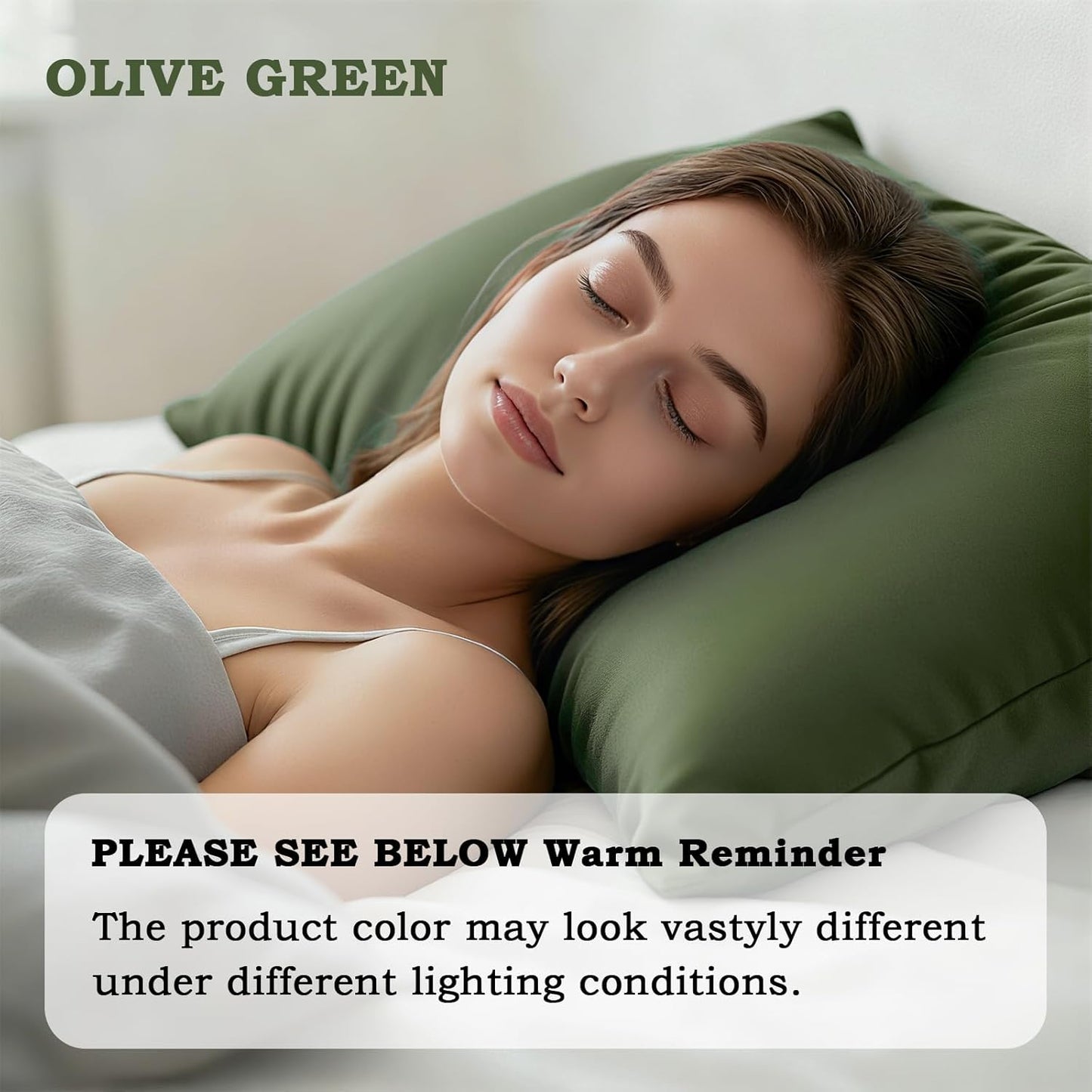 Q&J Fabric Co. Standard Size Pillow Cases - Soft Brushed Microfiber, Wrinkle-Free, Olive Green (Set of 2)