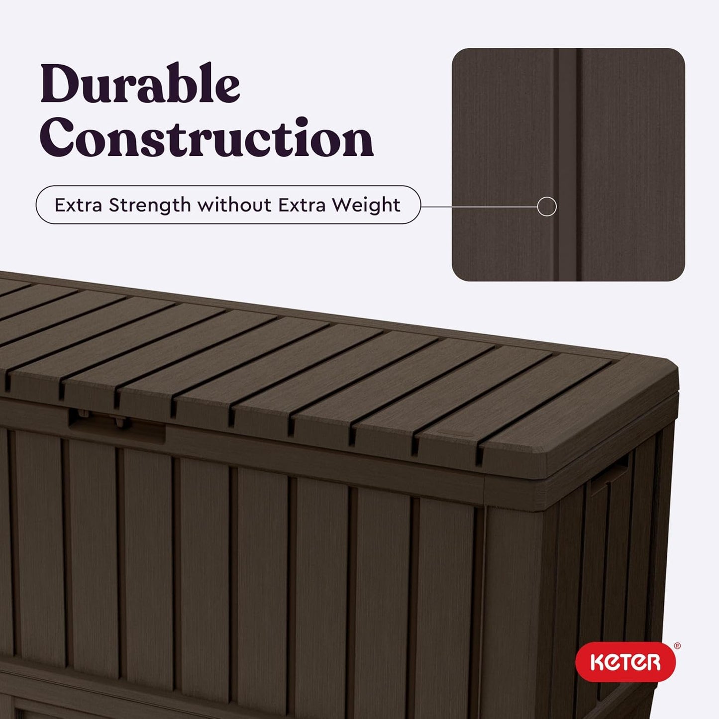 Keter Kentwood 92 Gallon Resin Deck Box - Outdoor Storage for Furniture, Cushions & Tools | Brown