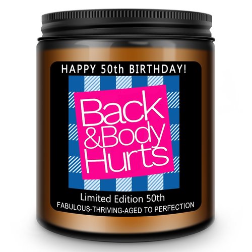 Homsolver 50th Birthday Gift for Her Him, Happy 50th Birthday Candles Gifts for Women Men, Funny 50 Years Old Decorations Ideas- Lavender Scented Candle