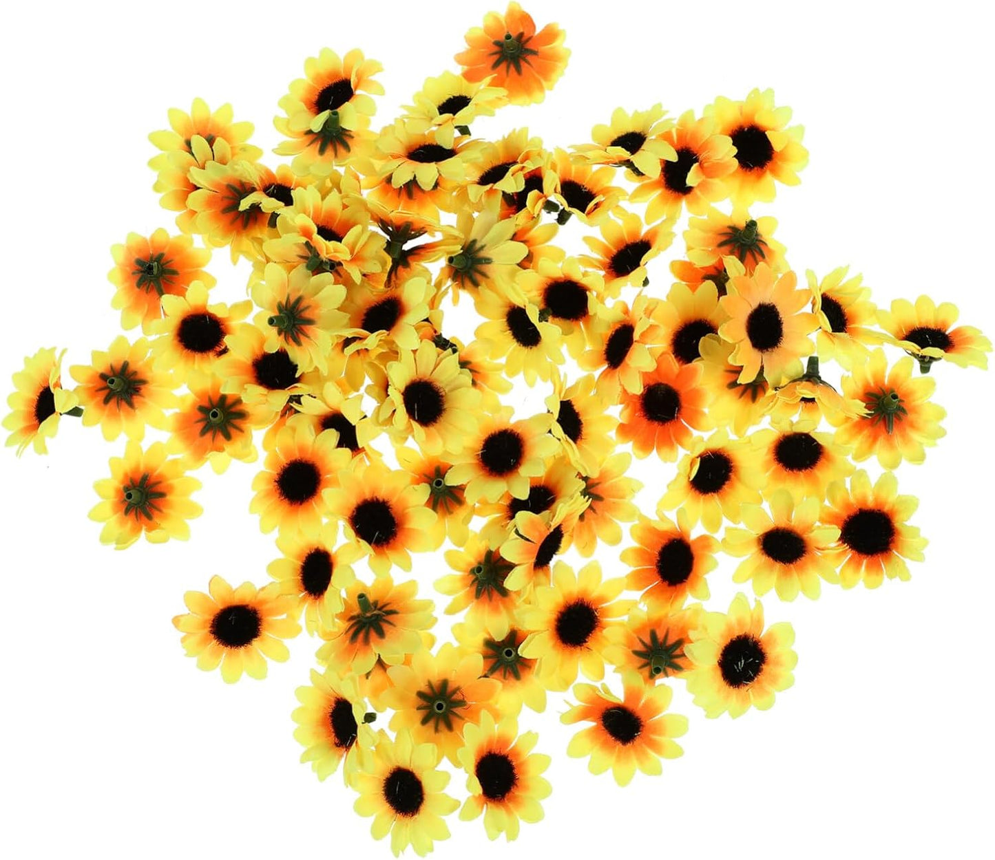 Uonlytech Artificial Sunflower Heads - 100 Pcs Lifelike Plastic Flowers for Wedding & Home Decor