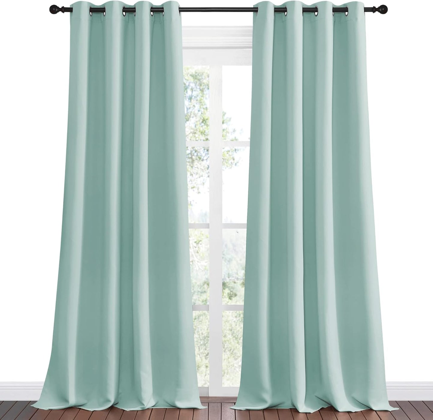 NICETOWN Aqua Blue Blackout Curtains - Sound Reducing & Heat Blocking | 102" Long x 55" Wide, 2 Panels