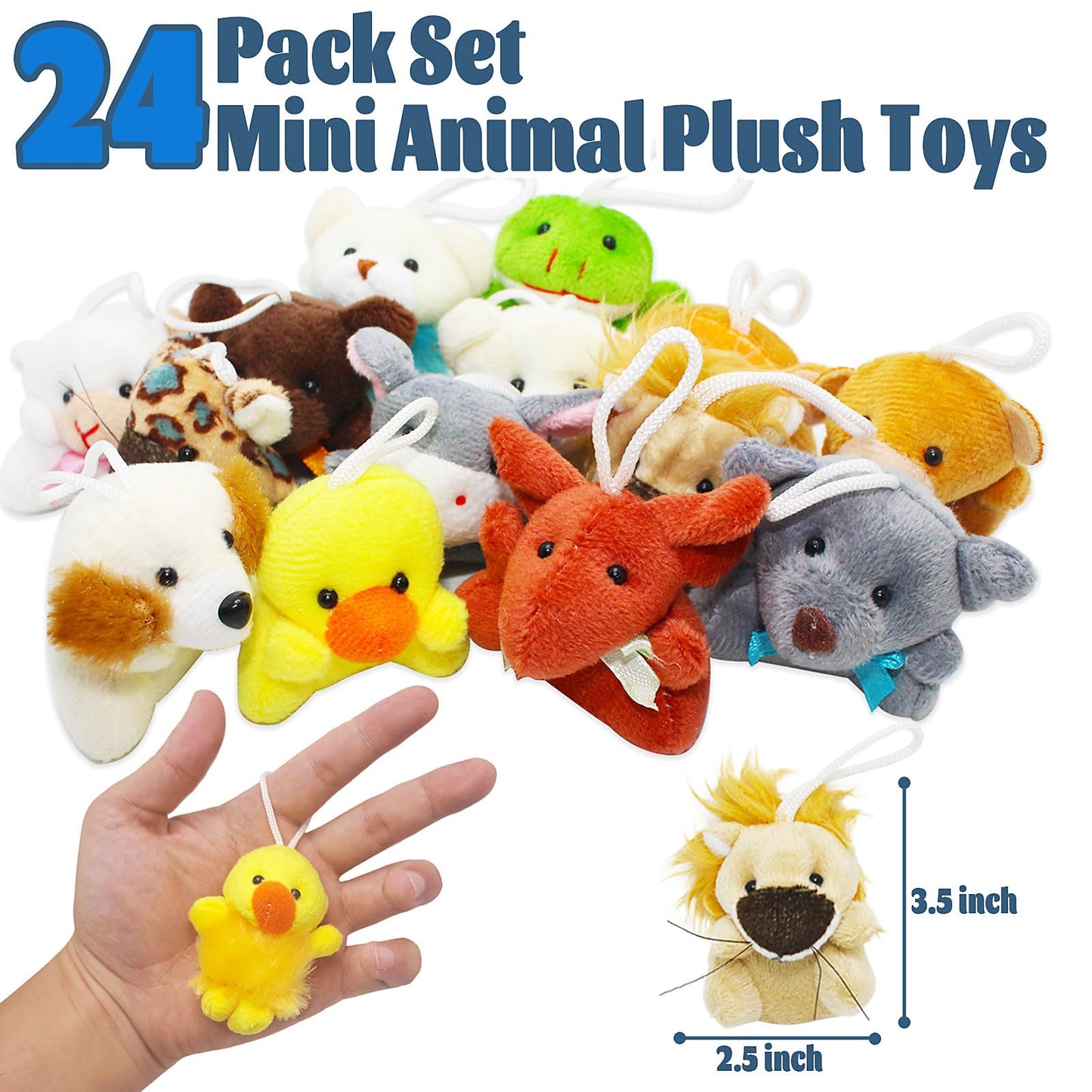 VEALIZUU 24 Packs Mini Plush Animals Toys, Animals Keychain Charms for Kids, Small Stuffed Animal Bulk for Kids, Easter Party Favors, Easter Basket Stuffers, Carnival Prizes, School Gifts