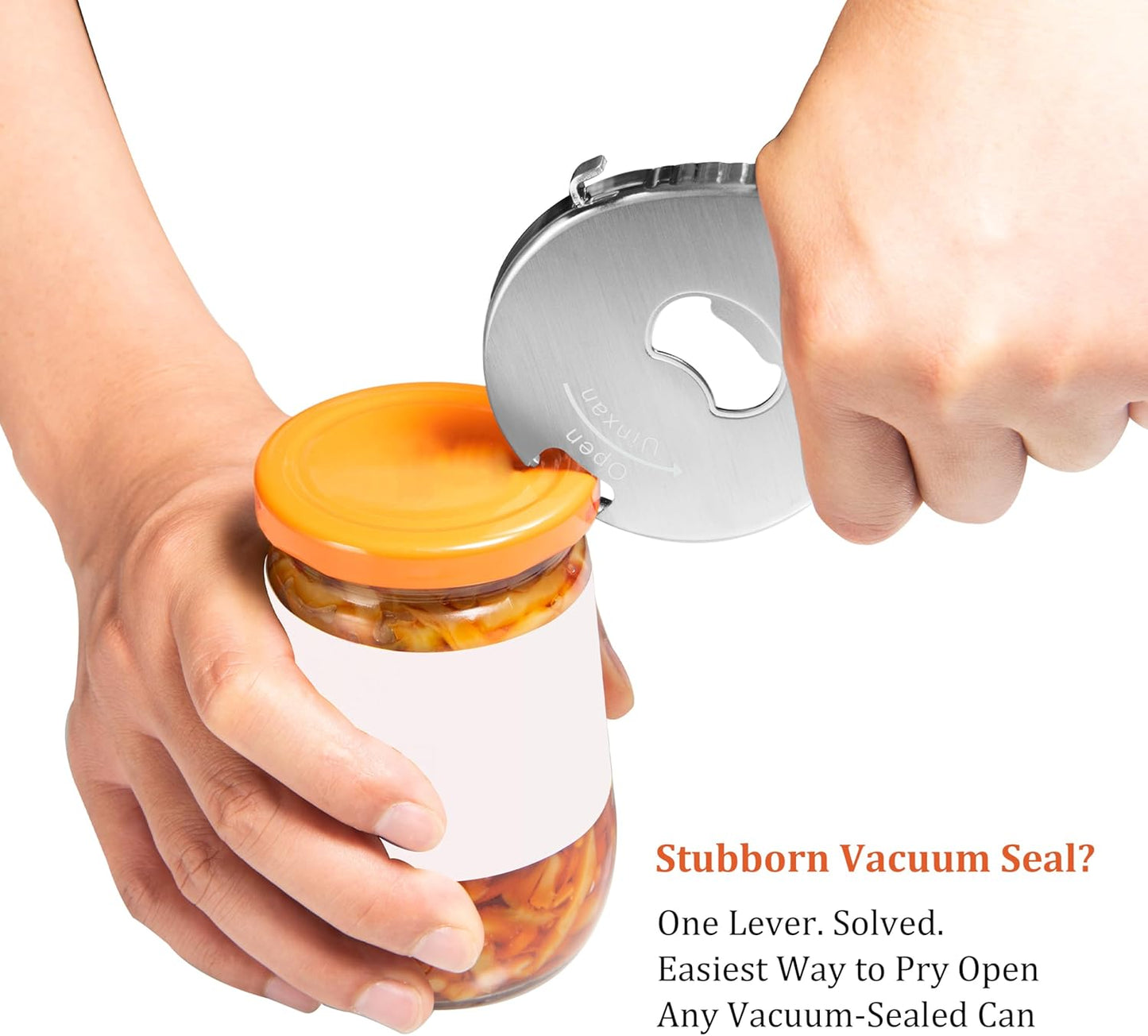 Uinxan Jar Bottle Can Opener - Easy Twist Off for Seniors with Arthritis | Portable Multifunction Gadget (Silver)