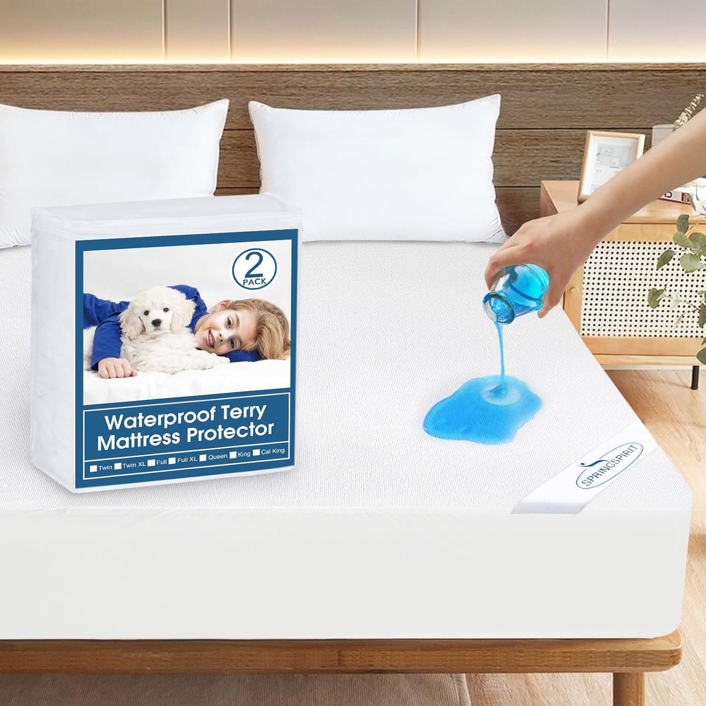 Skiennix Waterproof Mattress Protector - Breathable & Noiseless Full Size Cover | 2 Pack, Fits Up to 14''