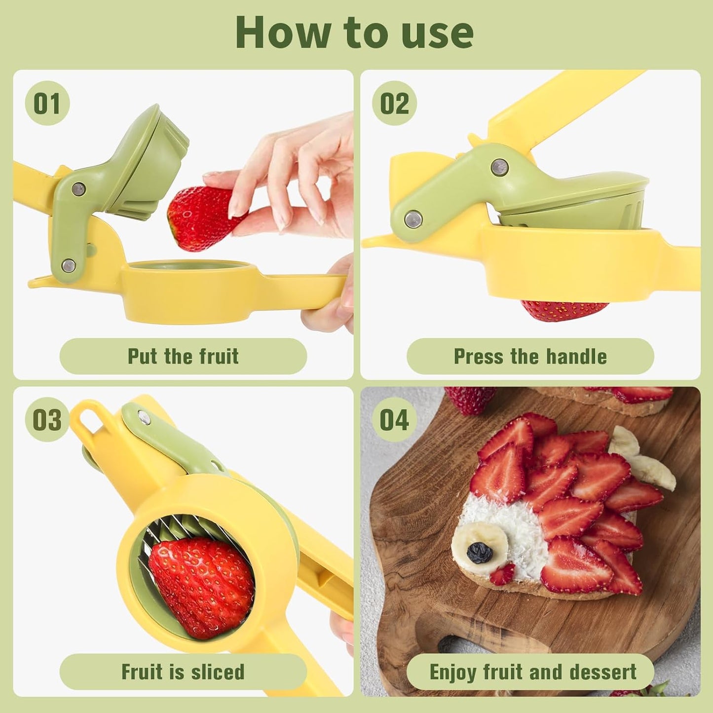 Skiennix Stainless Steel Fruit & Vegetable Slicer - Multifunctional Cutter for Strawberries, Bananas, and More