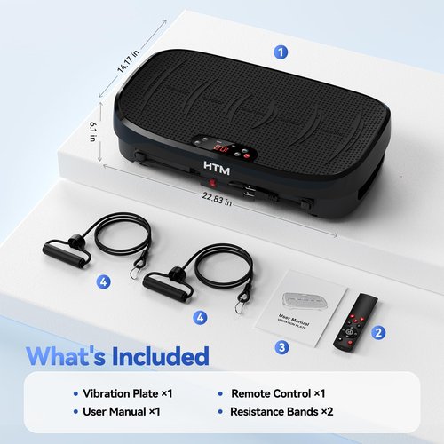 HTM Curved Vibration Plate Exercise Machine, Whole Body Shake Plate with 150W Motor & Resistance Band, 330lbs Weight Capacity, 120 Speeds, Low Noise Vibration Board for Weight Loss, Home Fitness