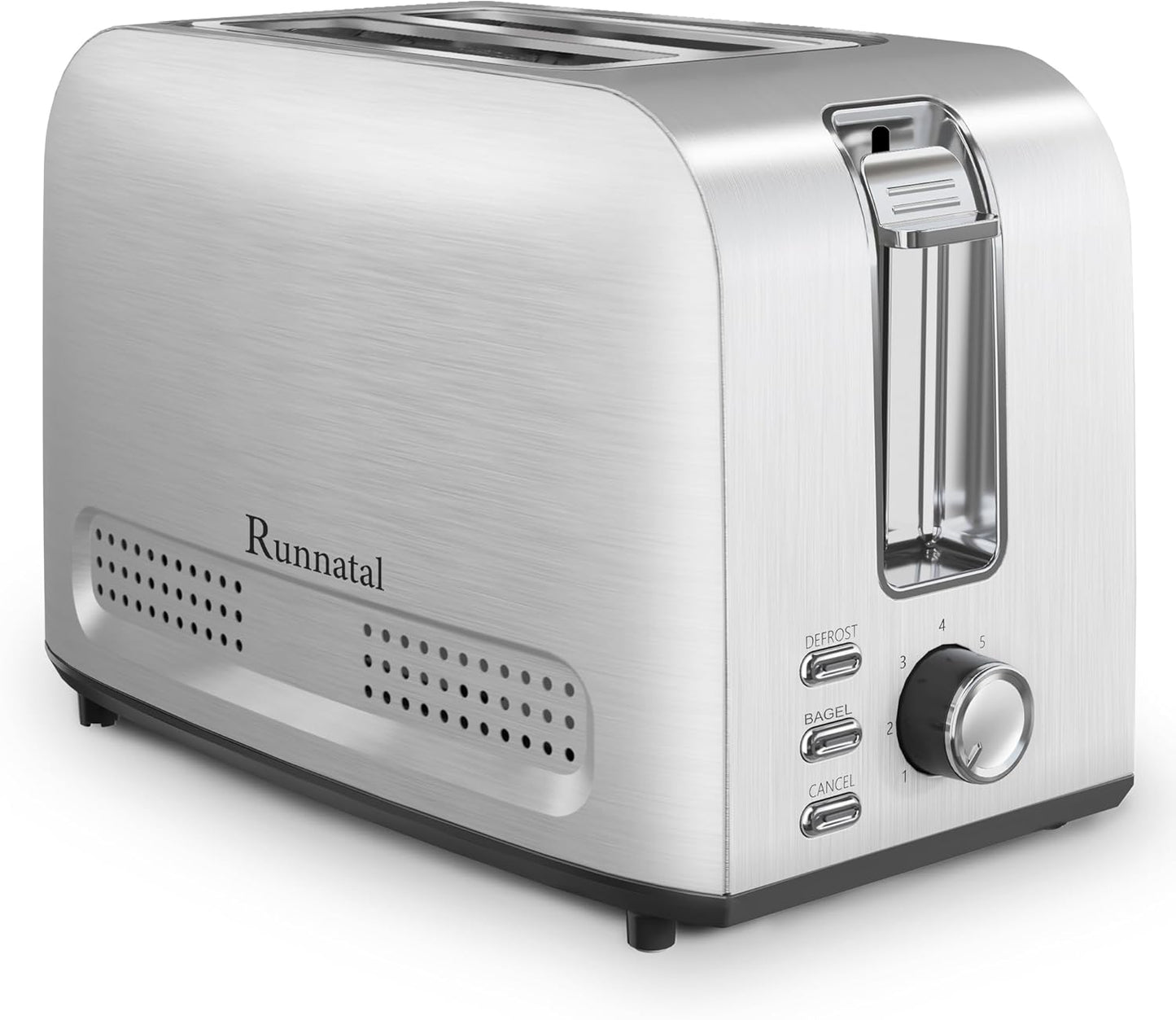 Runnatal 2-Slice Stainless Steel Toaster - Multifunctional with 7 Toast Settings & Easy Clean | Silver Metallic