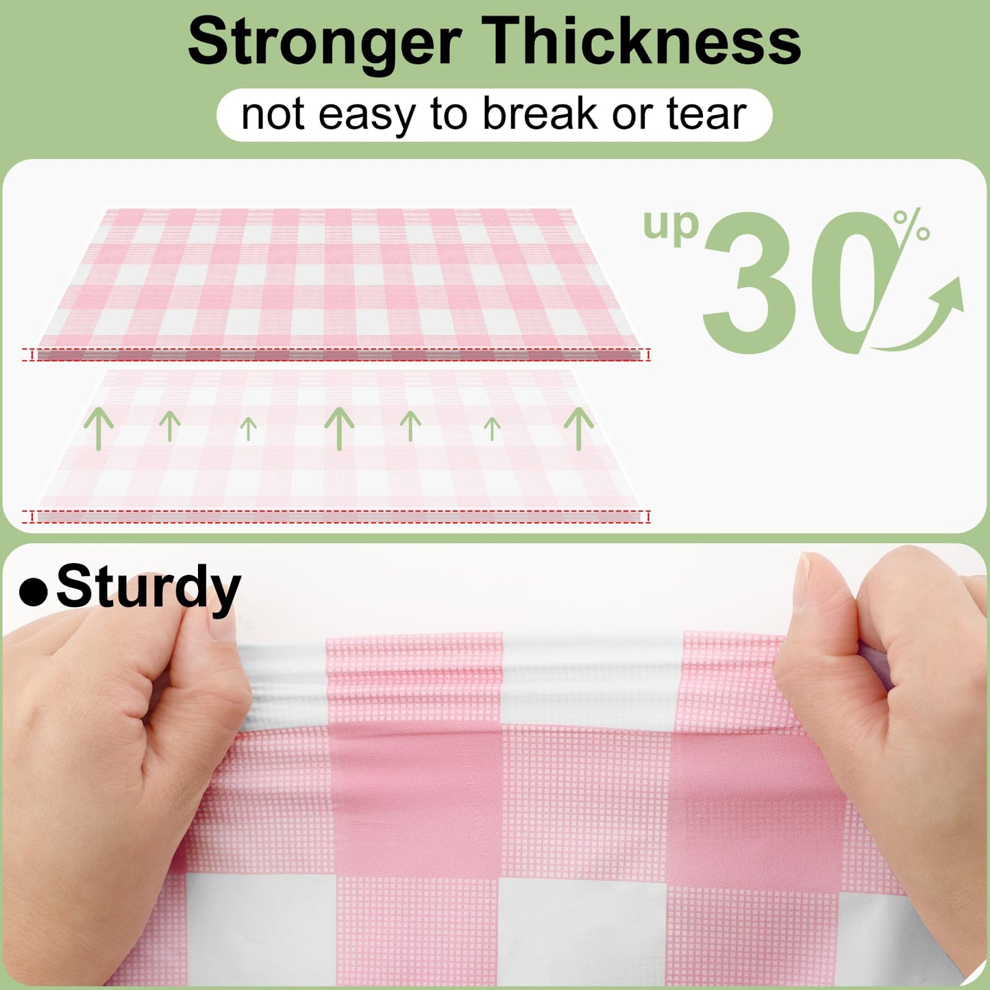 misaya 3 Packs Buffalo Disposable Table Cloth, 54 x 108 Inch Waterproof Plastic Tablecloth, Rectangle Pink and White Checkered Table Covers for Picnic, Birthday, Party