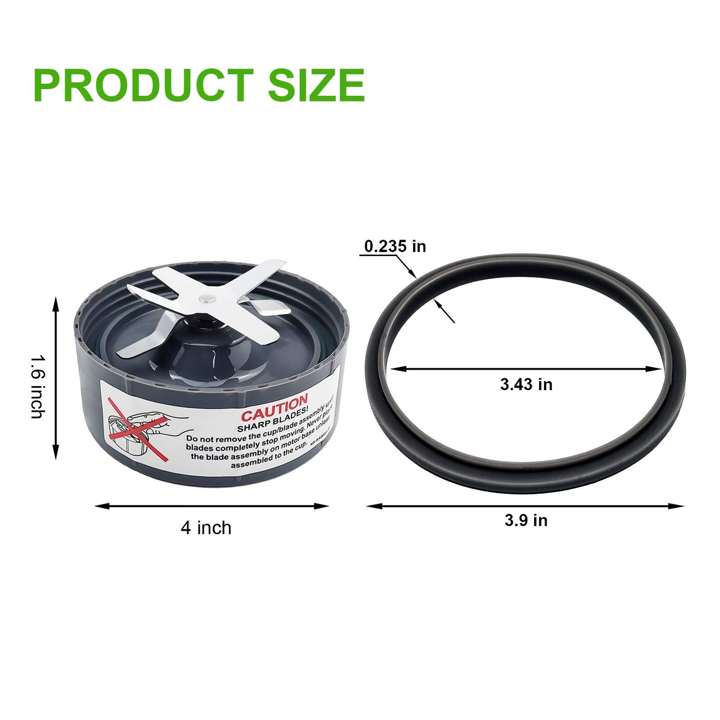 2 Pack Replacement Blade for NutriBullet Blender 900W 600W Series, Replacement Parts Compatible with NutriBullet Blade Including Gear Rubber Gasket and Shock Pad