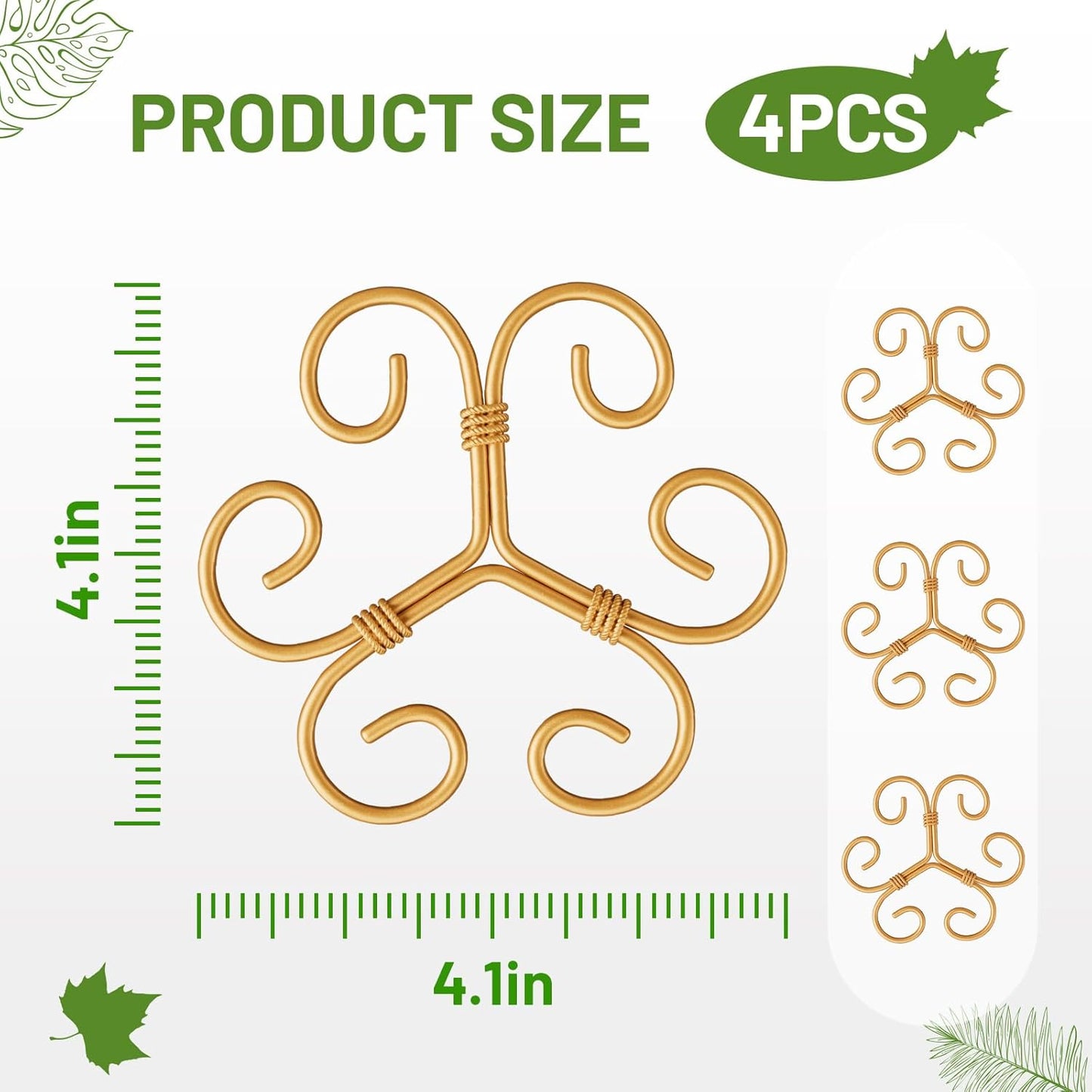 Monstera Plant Support Stakes - 4PCS Iron Design for Indoor Plants | Stable Growth & Turtle Shell Clamp