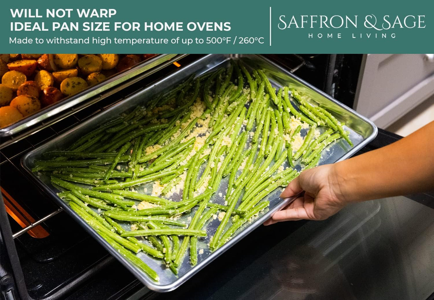 Saffron & Sage Home Living Commercial Quality Cookie Sheet Pan - 18x13 Heavy-Duty Aluminum Set (2 Pack)
