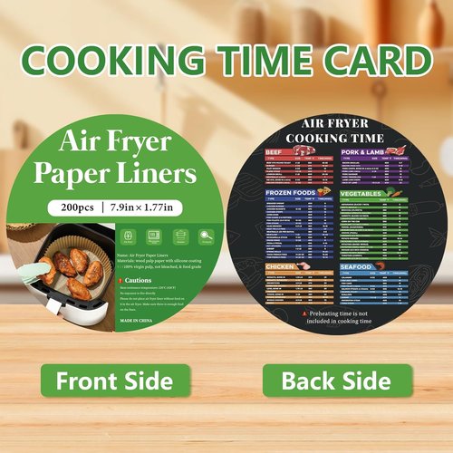 200PCS Air Fryer Liners - Round 8 Inch Non-Stick Parchment Paper for 5-8 QT Air Fryers | Waterproof & Oil-Proof