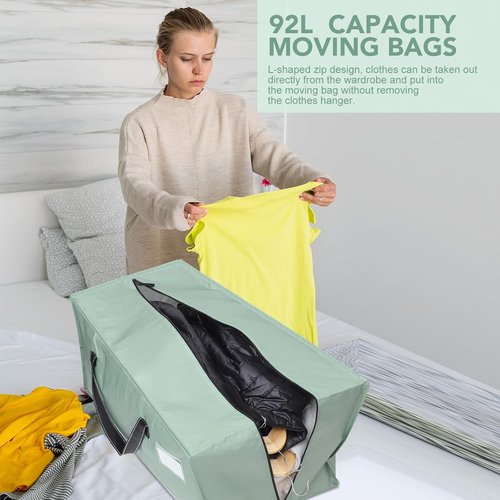 Dntorx Heavy Duty Moving Bags - Waterproof Storage with Backpack Straps | 4 Pack, Large Size for Travel & Camping
