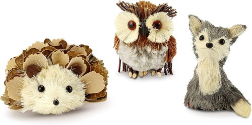 AuldHome Design Woodland Friends Figurines - Set of 3 Adorable Forest Animal Decor for Fall & Winter