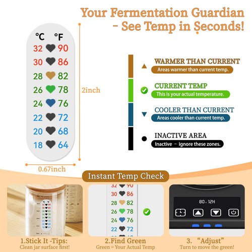 JawJuly Sourdough Starter Warmer (70-100°F) with Thermometer Strip Sourdough Warming Mat, 24H Timer & Auto On/Off, Safe for Home Bakers & Beginners, Fermentation Heater
