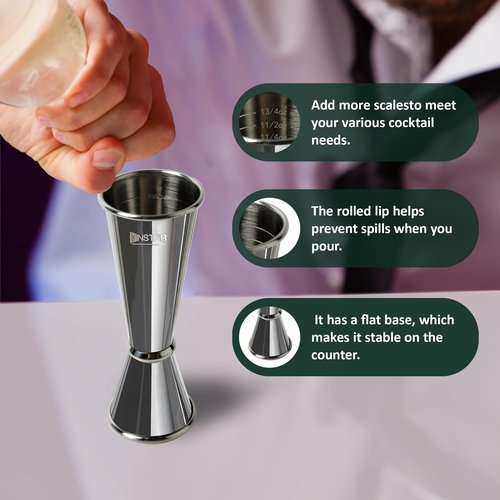 Jigger for Bartending,Japanese Professional Cocktail Jigger Premium 304 Stainless Steel Jigger Premium & Heavy-Duty 2 OZ 1 OZ with Dimensions Inside Bartending Measuring Cocktails Jigger