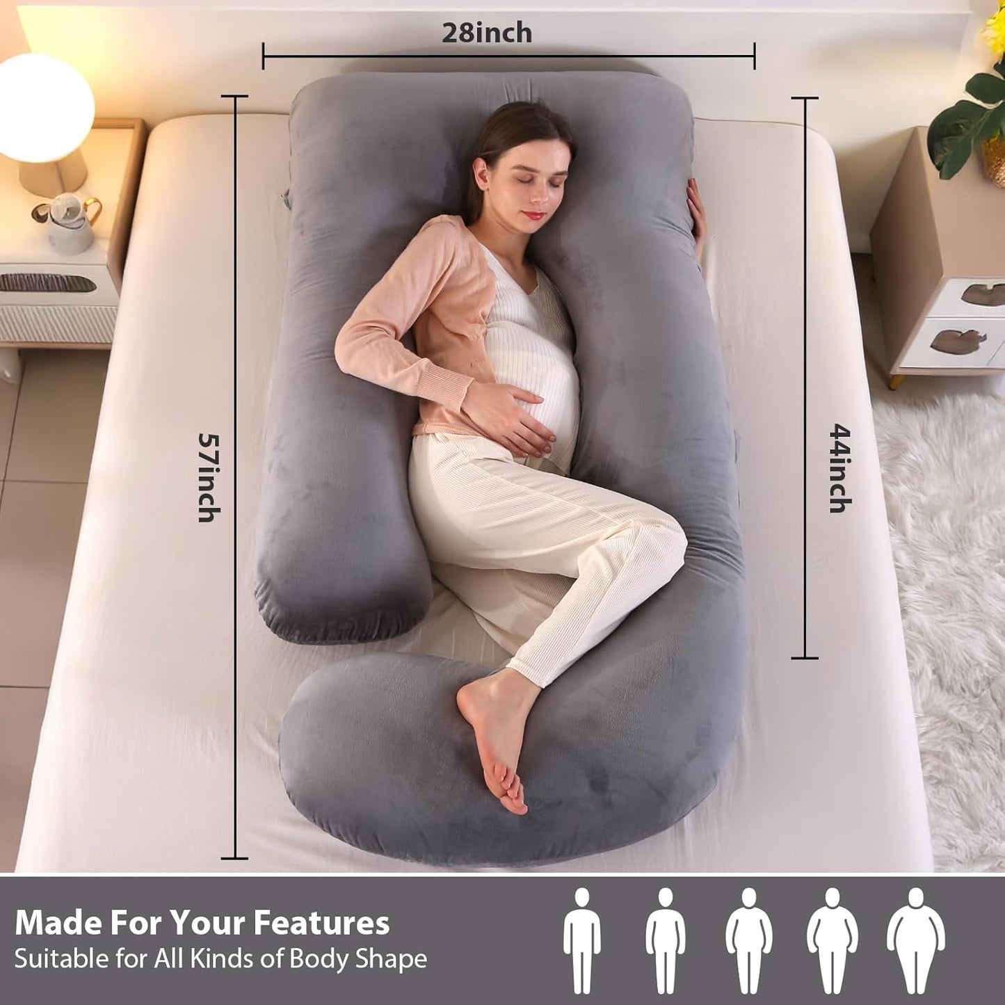 Victostar Pregnancy Pillow - 57-Inch U-Shaped Maternity Pillow for Full Body Support & Comfort