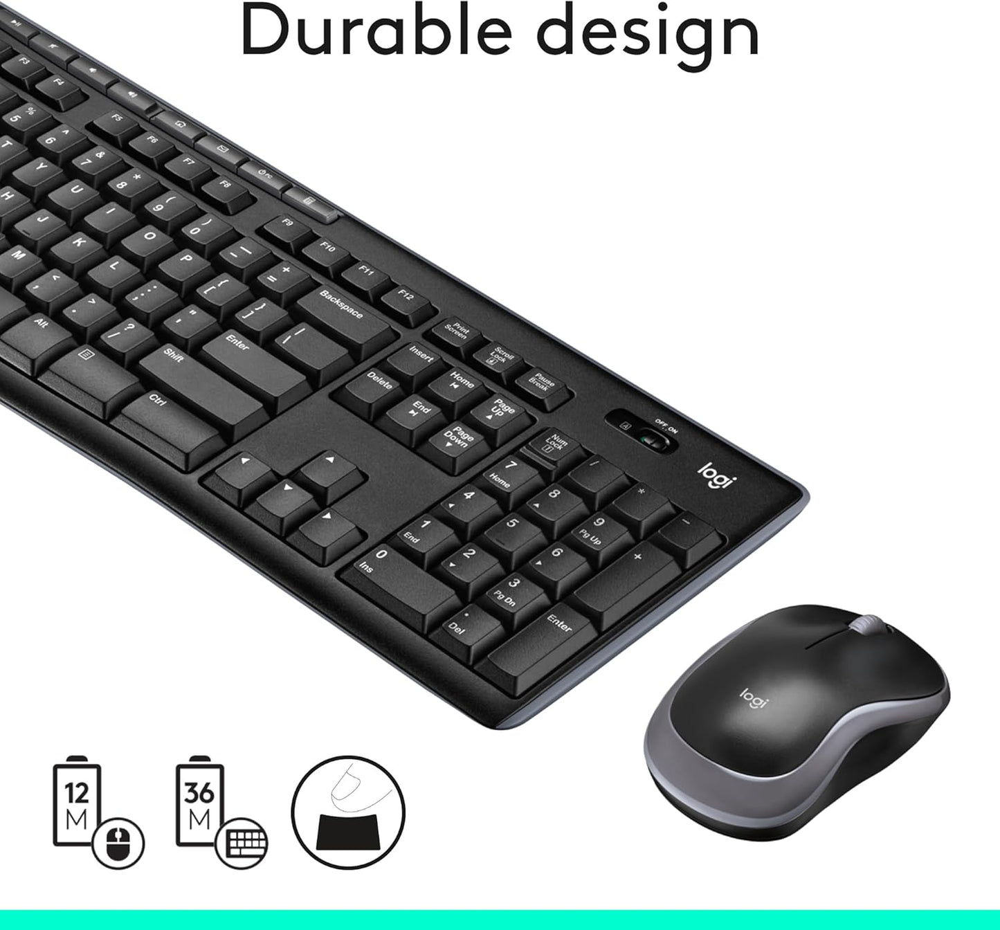 Logitech MK270 Wireless Keyboard & Mouse Combo - Compact Design, 2.4 GHz, 8 Multimedia Keys, Black