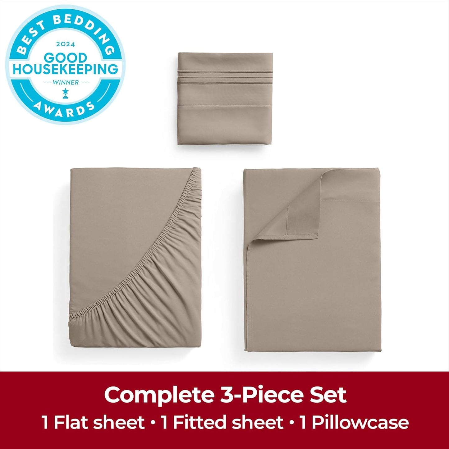 Mellanni Extra Deep Twin XL Sheets - Hotel Luxury Bedding Set | Ultra Soft, Cooling, Wrinkle Resistant (Tan)