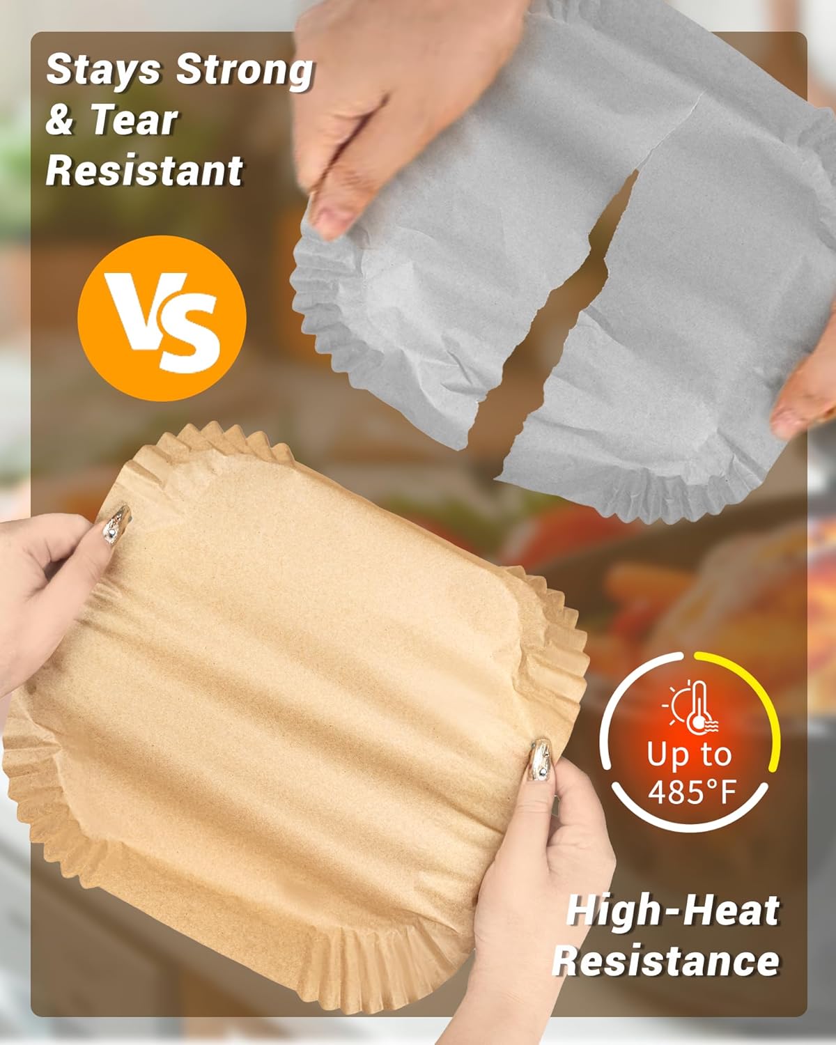Skiennix Air Fryer Paper Liners - 500 Pcs Non-Stick Parchment for 5-8 QT Air Fryers | 8” Square, Oil Proof