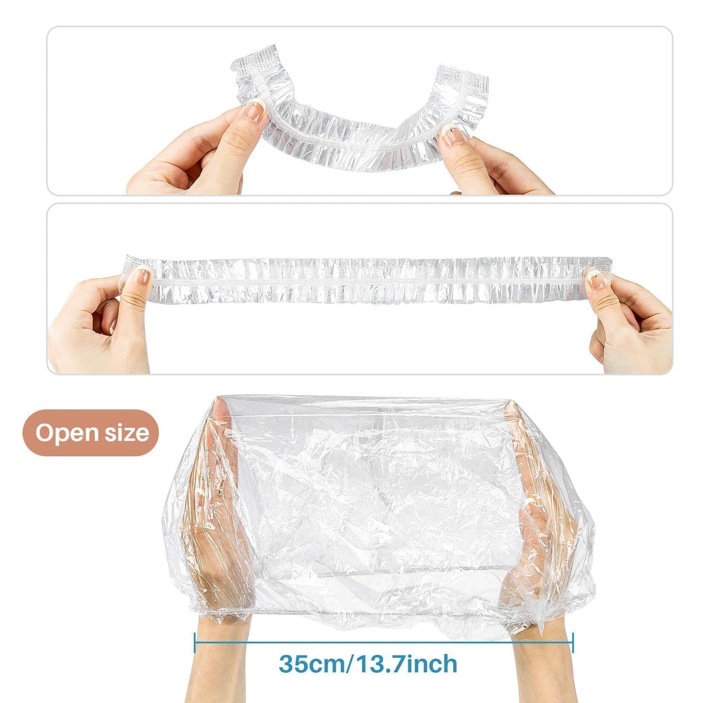 MAQIHAN 100 Disposable Shower Caps Large - Thickened Plastic Hair Caps for Deep Conditioning Shower Cap Reusable Waterproof for Women Men Hair Treatment Bath Cap for Long Hair Travel Essentials