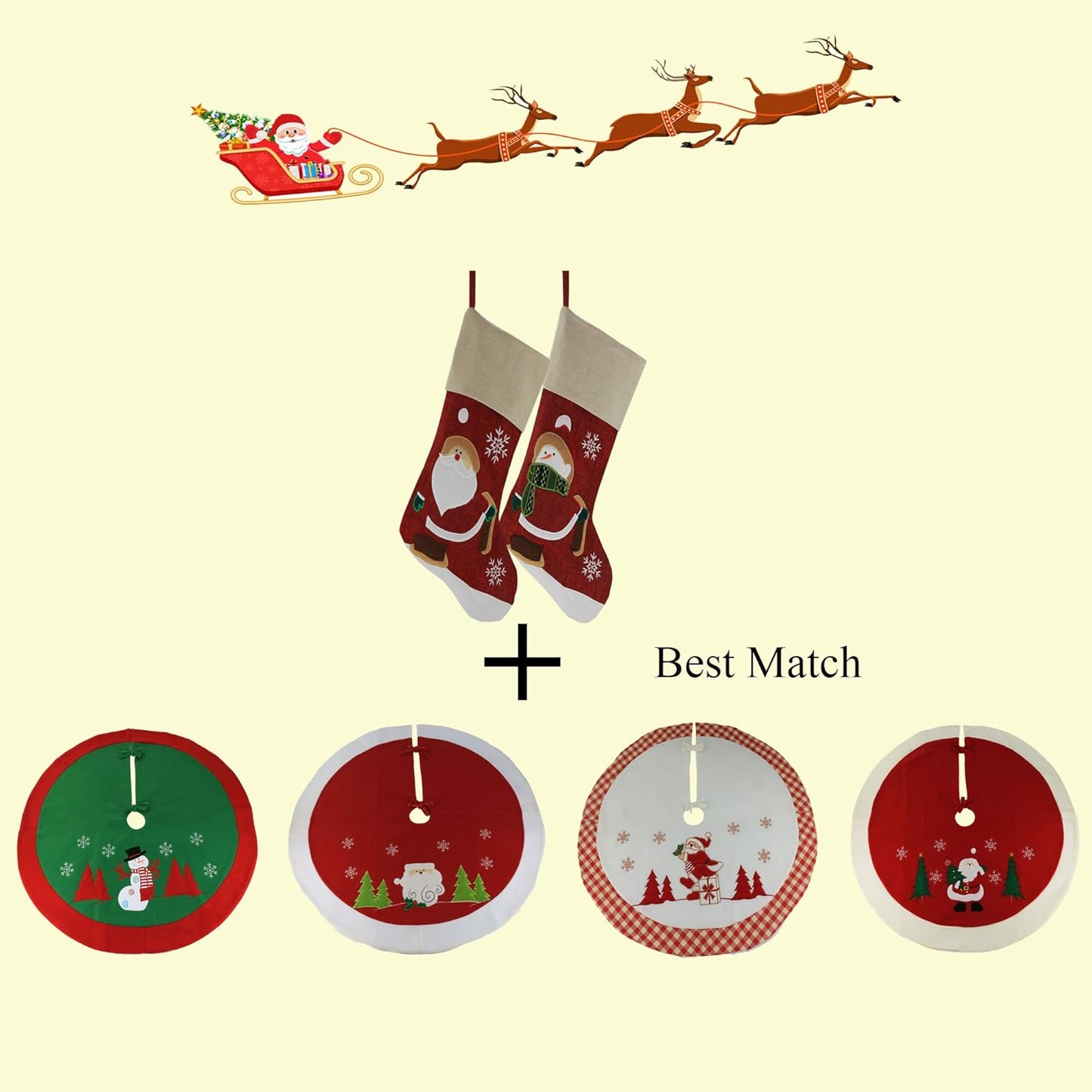 Classic Christmas Stockings Set of 2 - Santa & Snowman 17-Inch Holiday Decor