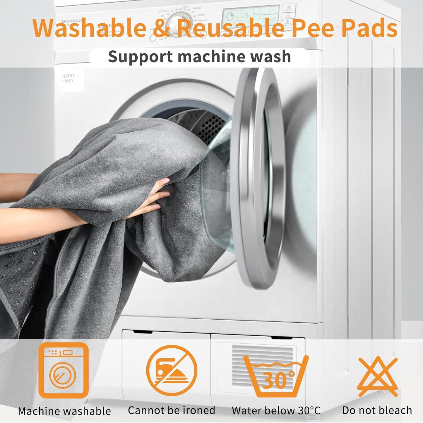 LOOBANI Extra Large Reusable Dog Mat - Non-Slip, Washable Pee Pads for Incontinence | 36"x48" Gray