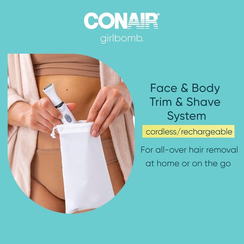 Conair GIRLBOMB All-in-One Trimmer & Shaver Set for Women - Wet/Dry, Rechargeable, Versatile Use