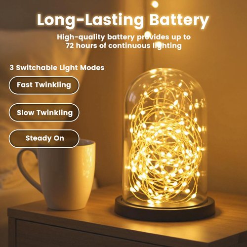 DomeStar 15 Pack Fairy Lights Battery Operated, 7Ft 20 LED Waterproof String Lights Wire Firefly Starry Moon Light for DIY Mason Jars Party Centerpiece Table Valentine's Day Decorations Tree Ornament