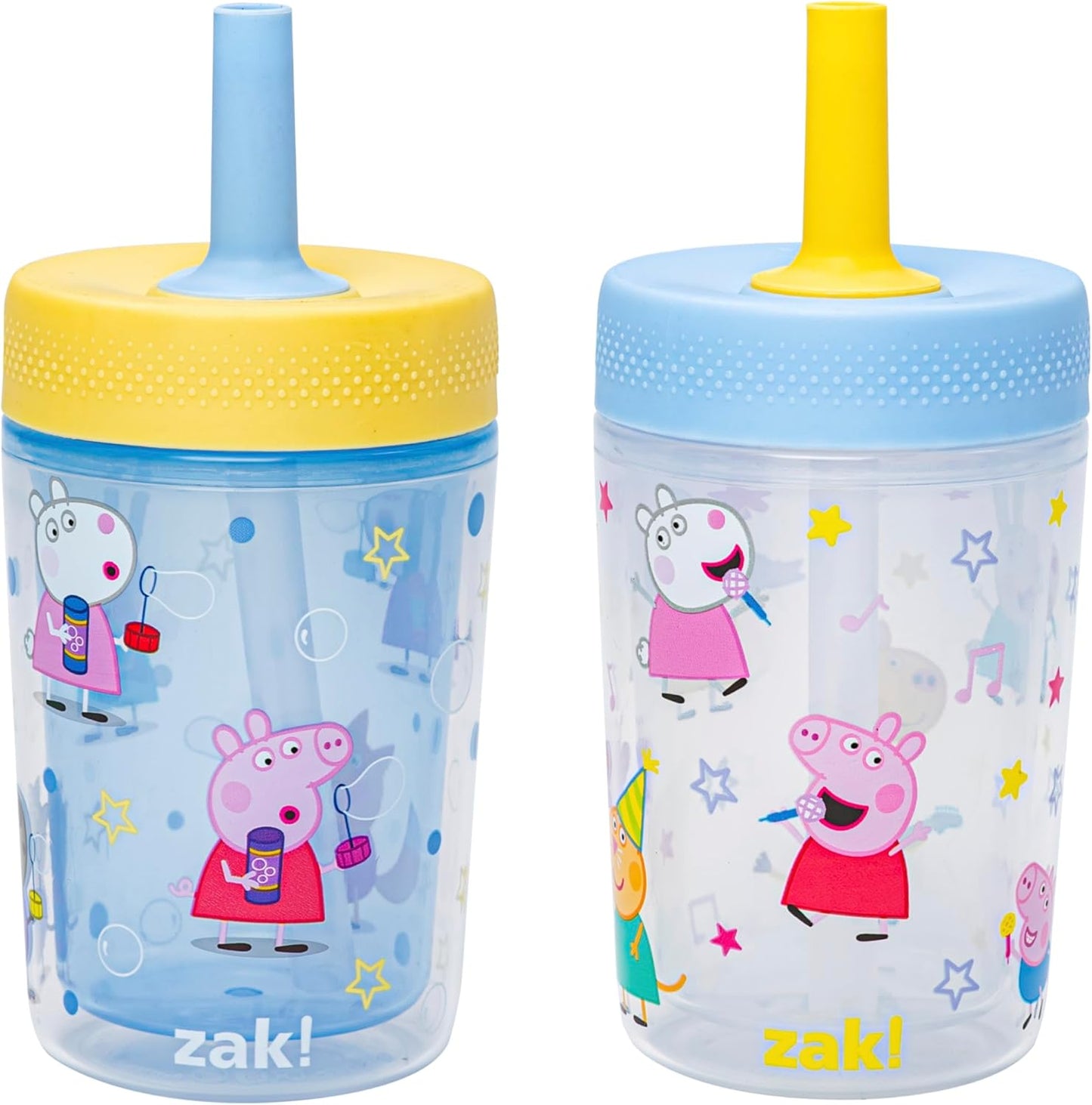 Zak Designs Peppa Pig Toddler Tumblers - 9oz Double Wall Leak-Proof Sippy Cups | 2-Pack for Travel & Home