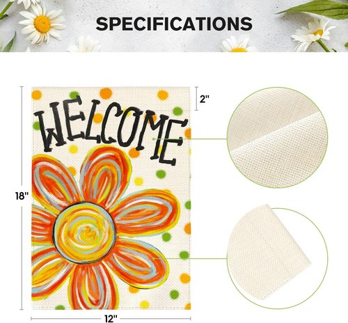 AVOIN Colorlife Summer Floral Garden Flag - Double-Sided 12x18 Inch Outdoor Welcome Flag