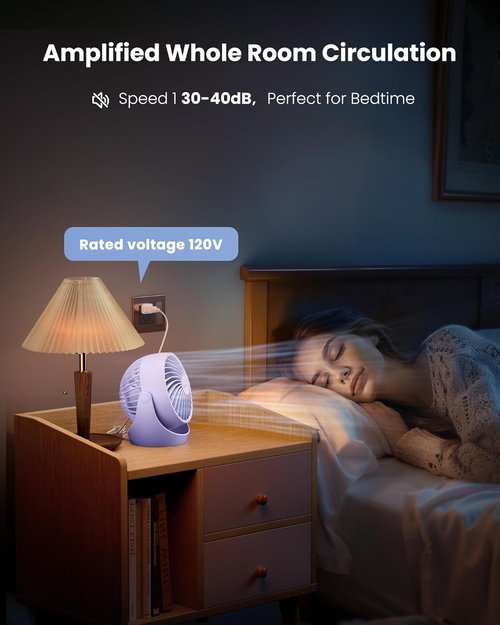 Gaiatop Desk Fan - 5-Inch Portable Electric Air Circulator | 3 Speed 360° Adjustable Tilt - Purple