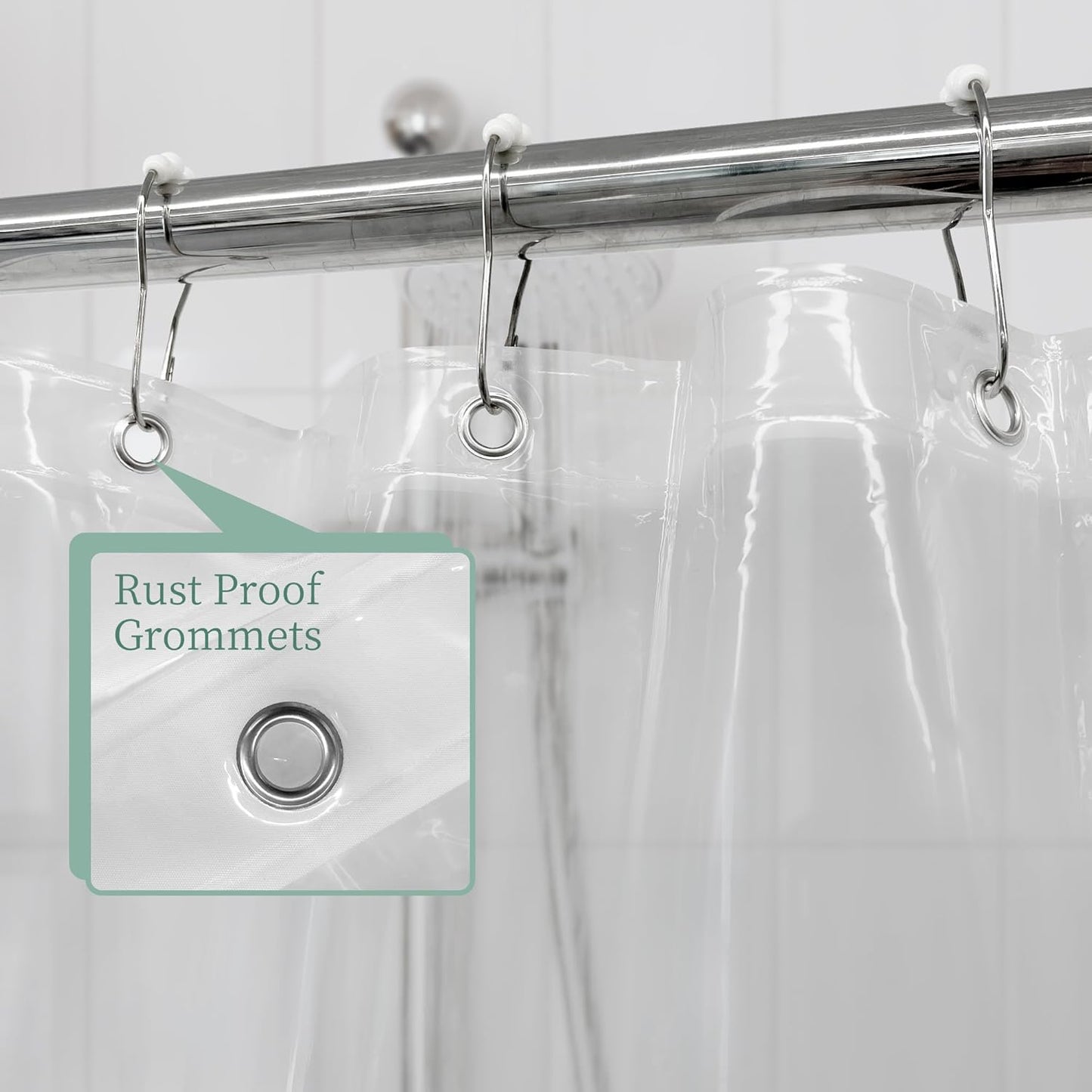 Mrs. Awesome Clear Shower Curtain Liner - 72x72 Premium Waterproof Plastic with 3 Magnets