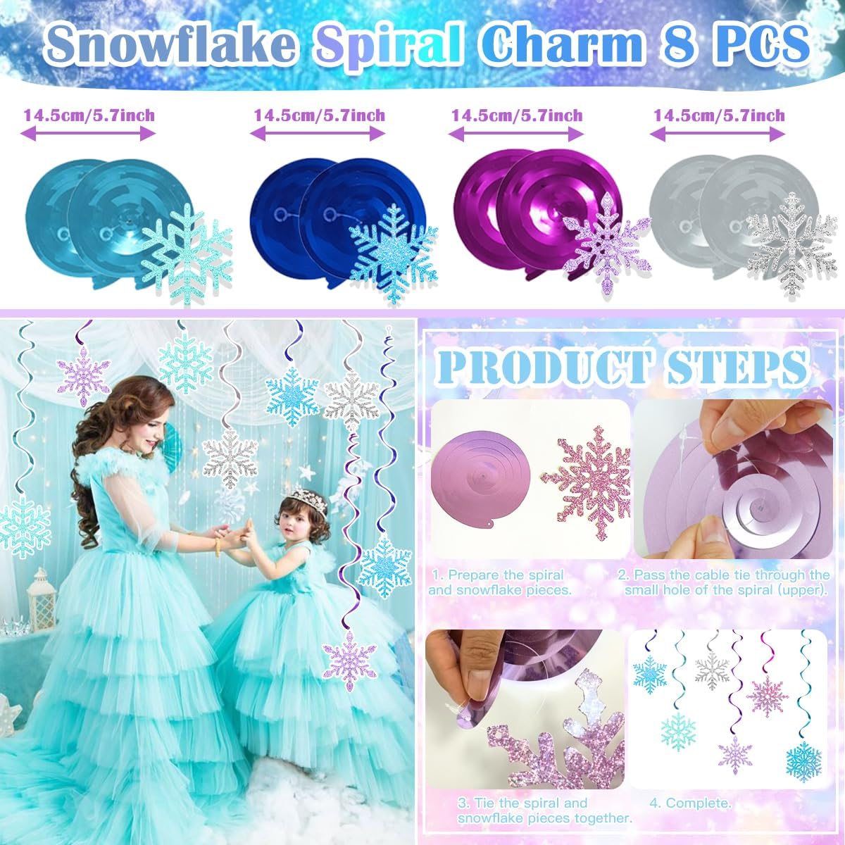 Winter Snow Birthday Decorations by [Brand Name] - 2nd Birthday Party Supplies with Balloons, Crown & Banner