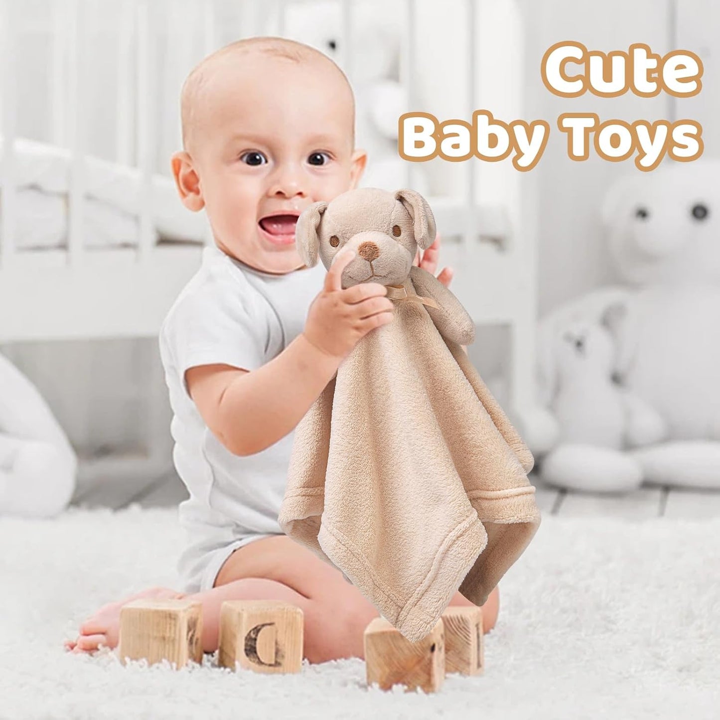 Pro Goleem Dog Security Blanket - Soft Brown Puppy Lovey for Infants & Toddlers | 16-Inch Snuggle Toy