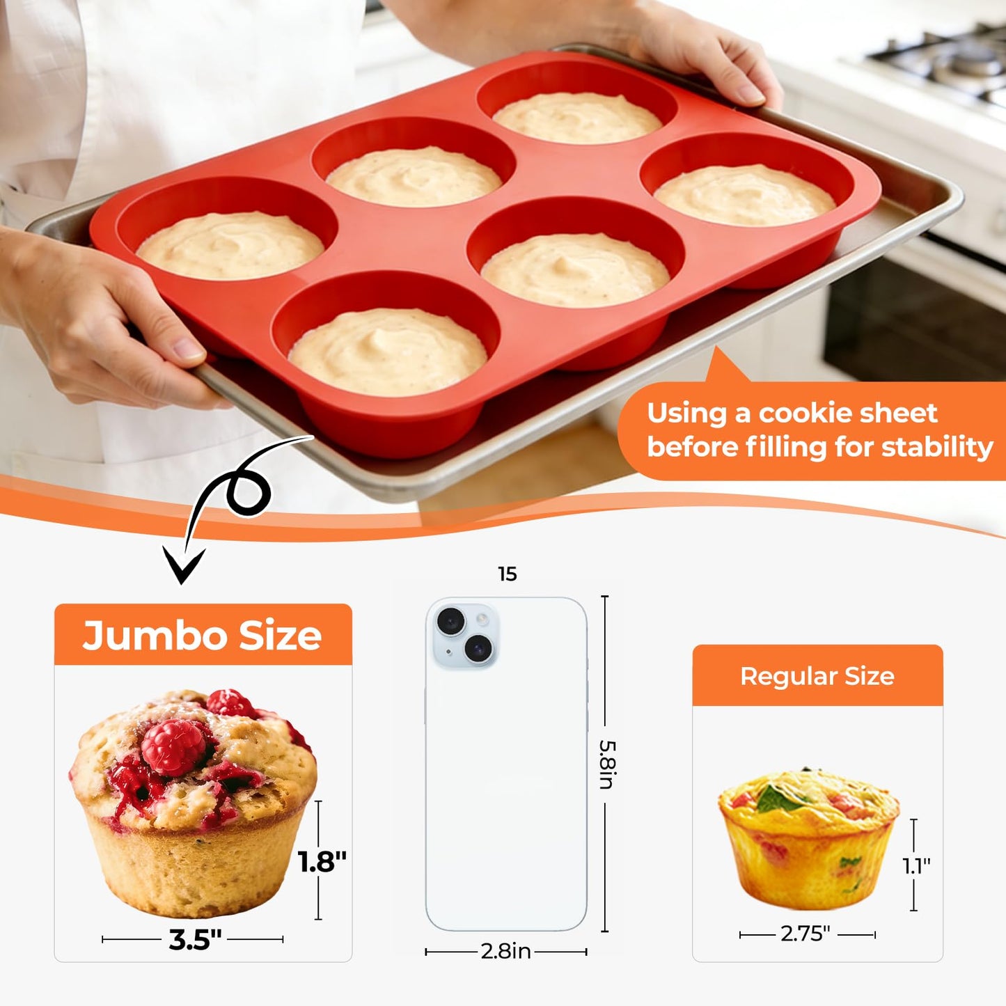 CAKETIME Silicone Mini Muffin Pan 3 Pack 24 Cups Nonstick Mini Cupcake Pan for Baking Muffins Cupcakes Egg Bites Fat Bombs