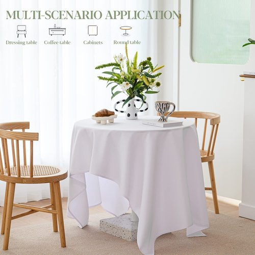 BYDOLL Table Cloth White 60x84 Inch Tablecloth for 6 Foot Rectangle Tables Outdoor Washable Wrinkle Free and Spillproof Polyester Tablecloth for Festival Camping Picnic Party Cover