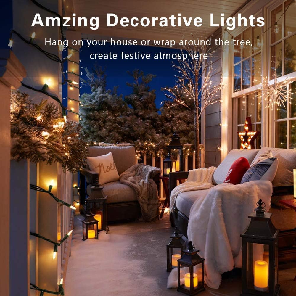 ODEETRONIC Christmas Lights - 100 Count Clear Incandescent String Lights | 21.63ft Warm White Indoor/Outdoor Decor