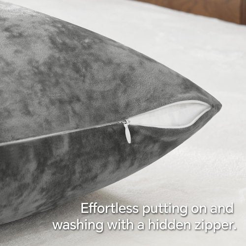 BEDELITE Velvet Body Pillow Cover - Soft & Plush 20x54 Zippered Pillowcase for Cozy Comfort (Gray)