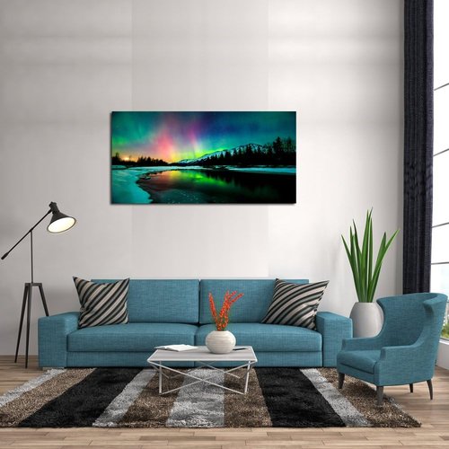 Aurora Scenery Canvas Wall Art by S01950 - Stretched & Framed Ready to Hang Home Decor