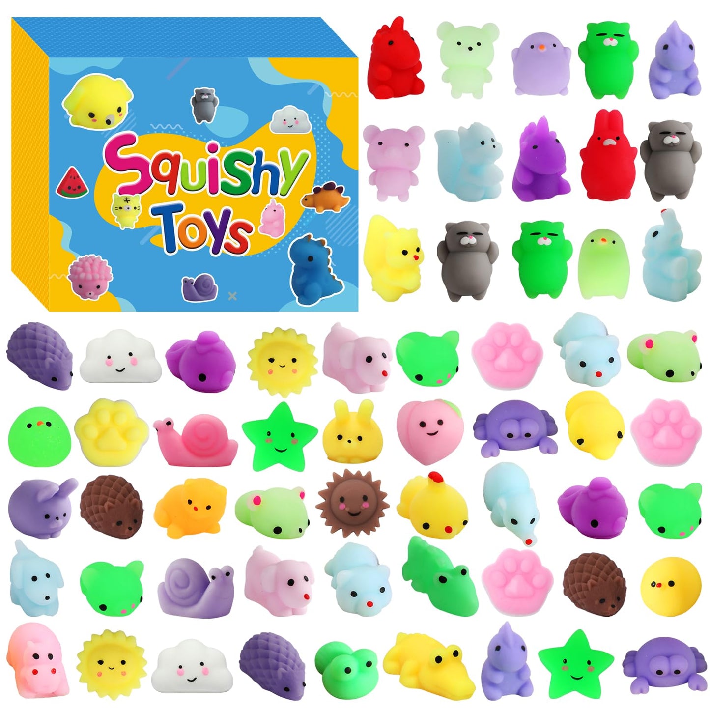 200 Pcs Mochi Squishy Toys, Kawaii Squishies Bulk Party Favors for Kids 4-8 8-12 Boys Girls Toddlers Teens, Gifts for Eastet Egg Fillers Birthday Party Classroom Prizes Goodie Bag Stuffers