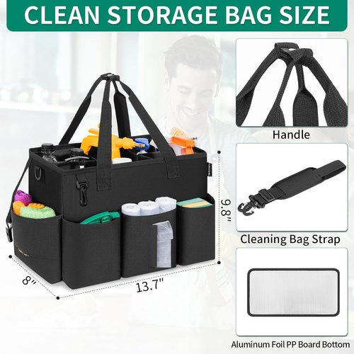 IBVIVIC Wearable Cleaning Caddy Bag - Large Capacity Organizer Tote for Kitchen Supplies | Black