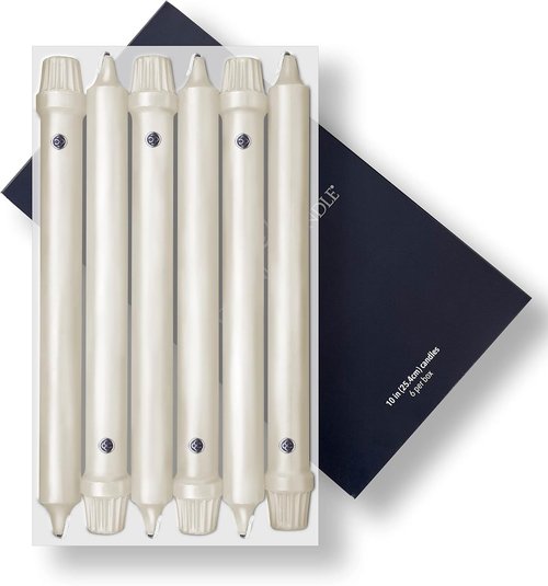 Colonial Candle Unscented Taper Candles - Classic Ivory 10-Inch, Pack of 6 | Up to 8 Hours Burn Time