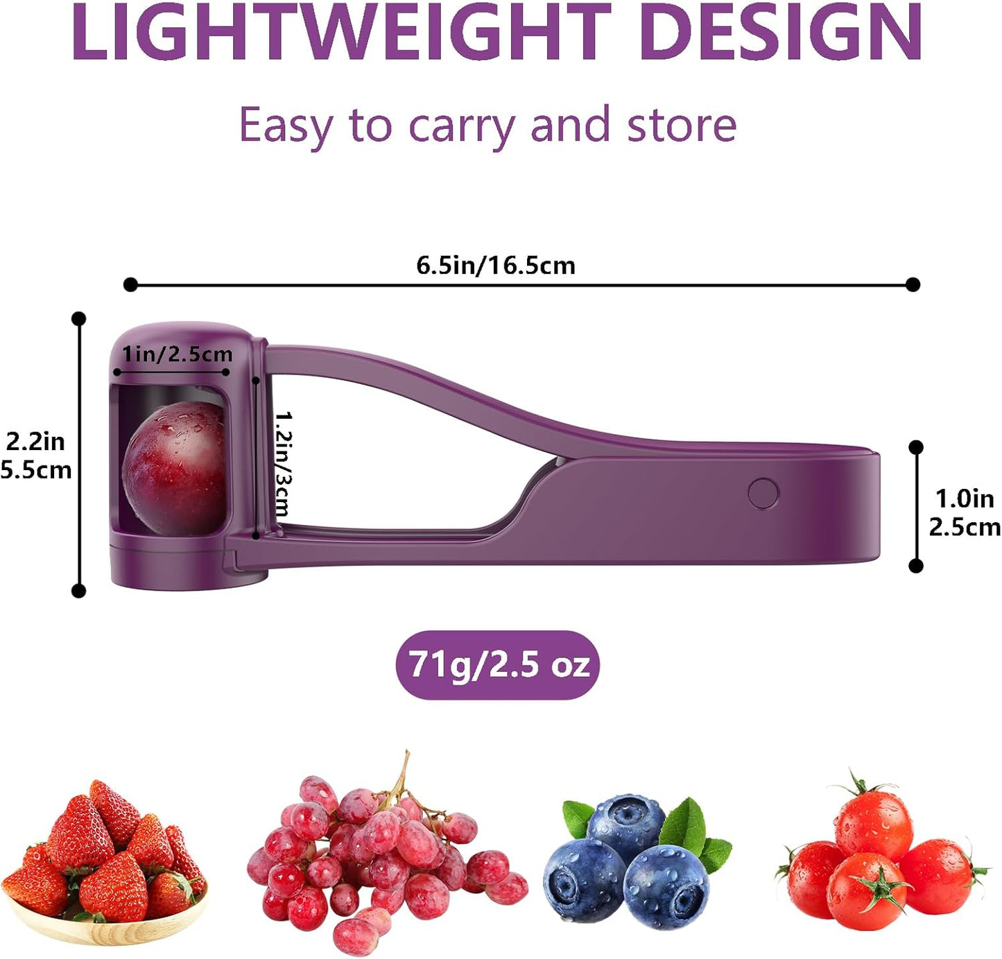 Luvan Grape Cutter for Toddlers 1-3 | Stainless Steel Fruit Slicer - Purple, Ideal for Salad & Cake Decor