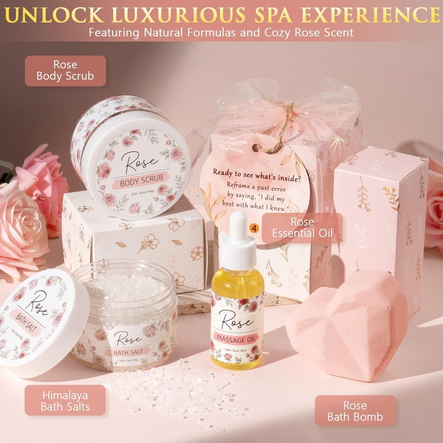 Qinline SPA Gifts for Women & Teen Girl – 10 PCS Mothers Day Birthday Gift Basket, Luxury Self Care Home Bath Set for Relaxing, Get Well Soon Care Package & Pampering Gifts for Her Friend Daughter Mom