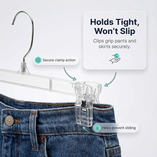 DEILSY™ Space-Saving Pants Hangers with Clips - Durable 12-Inch Closet Organizers for Jeans, Skirts & More - 30 Pack