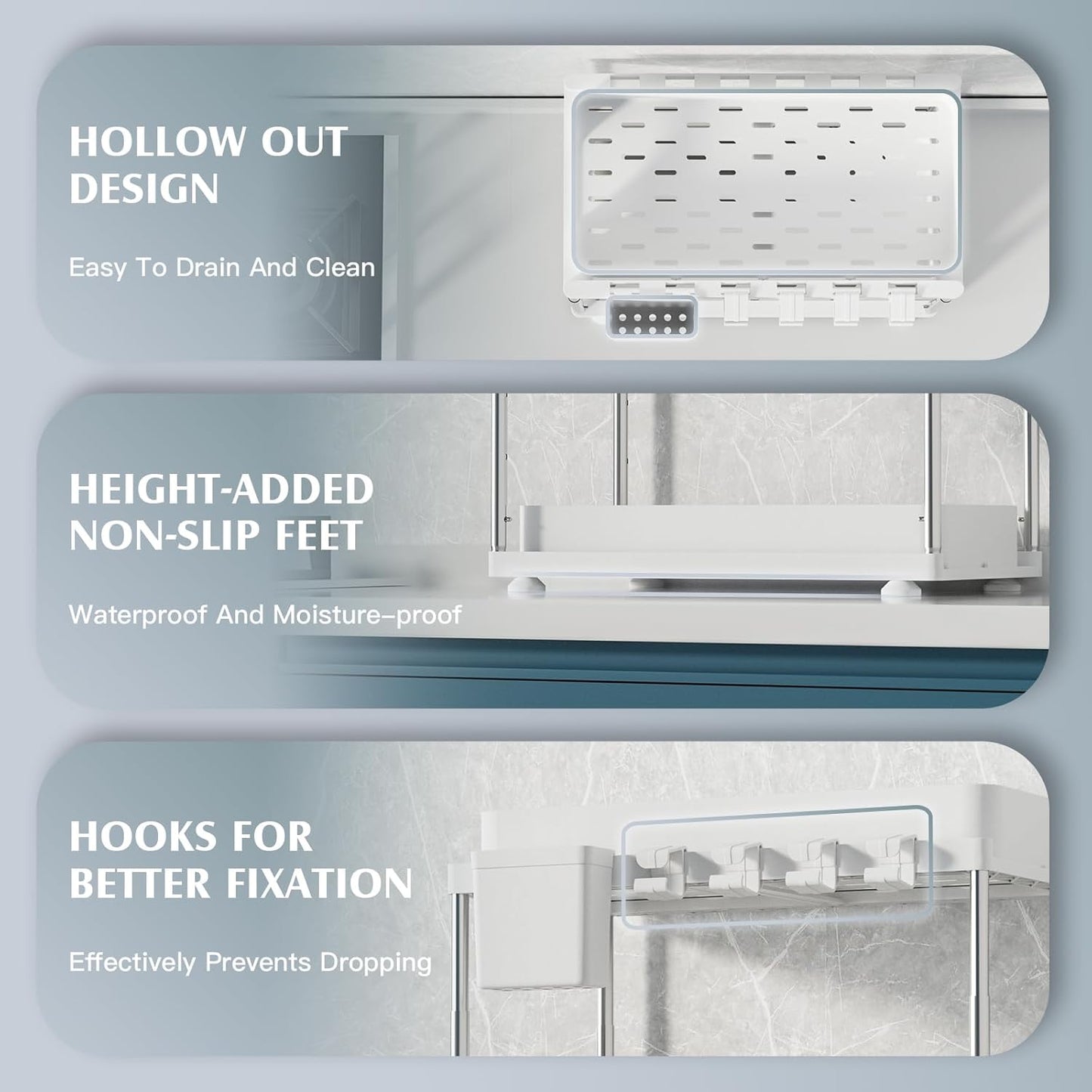 VERIFOST Under Sink Organizers - 2 Pack Adjustable Sliding Cabinet Storage | White 2-Tier Design